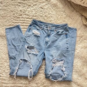 American Eagle Outfitters Ripped Light Blue Boyfriend Jeans